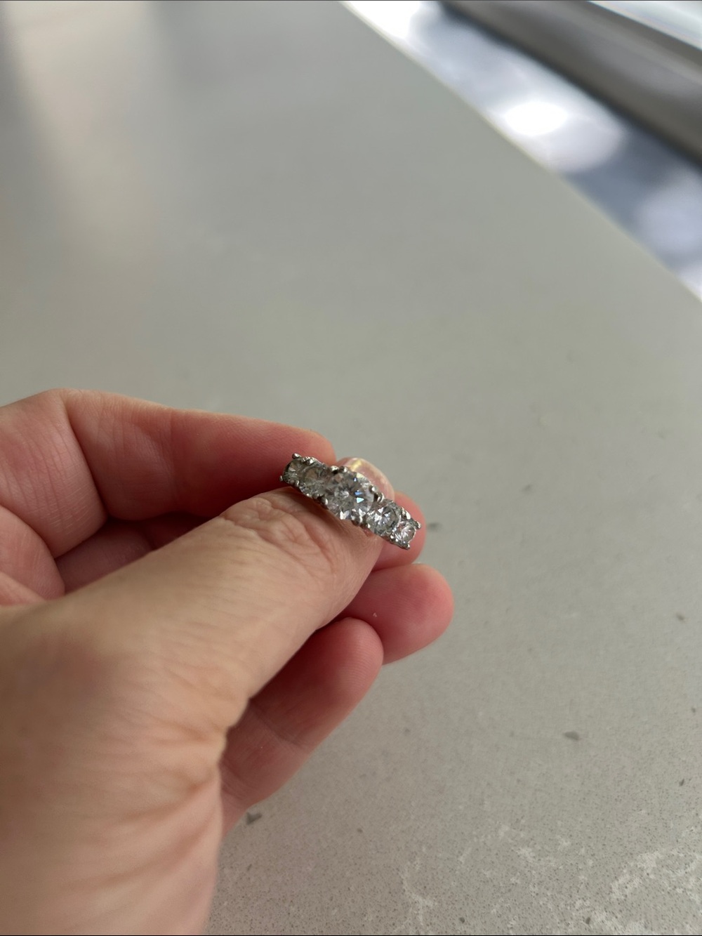 Silver Crystal Eternity Band Ring - White/Silver Sparkle